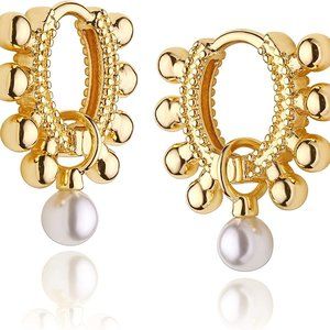 Gold Dainty Huggie Hoop Earrings 18K Gold Filled Exquisite Open Tassel Dangle